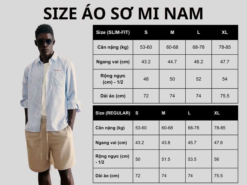 Cách chọn size áo sơ mi nam